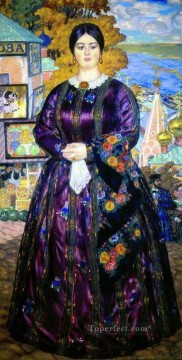  Kustodiev Art Painting - the merchant s wife 1915 Boris Mikhailovich Kustodiev